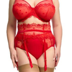 Dita Von Teese Vedette en Flamme Red Curve suspender garter belt lace NWT sz 4X